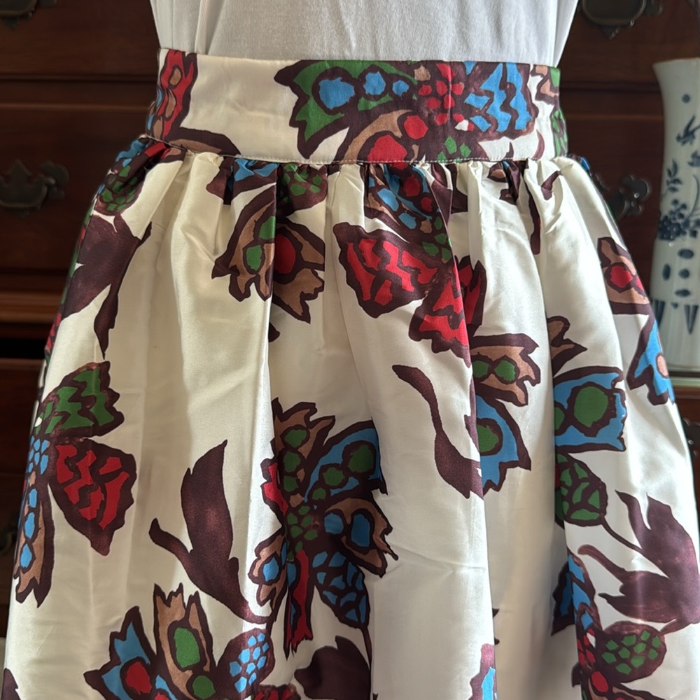 Frances Valentine Barbara Taffeta Skirt Autumn Leaves Size Medium - Picture 4 of 15